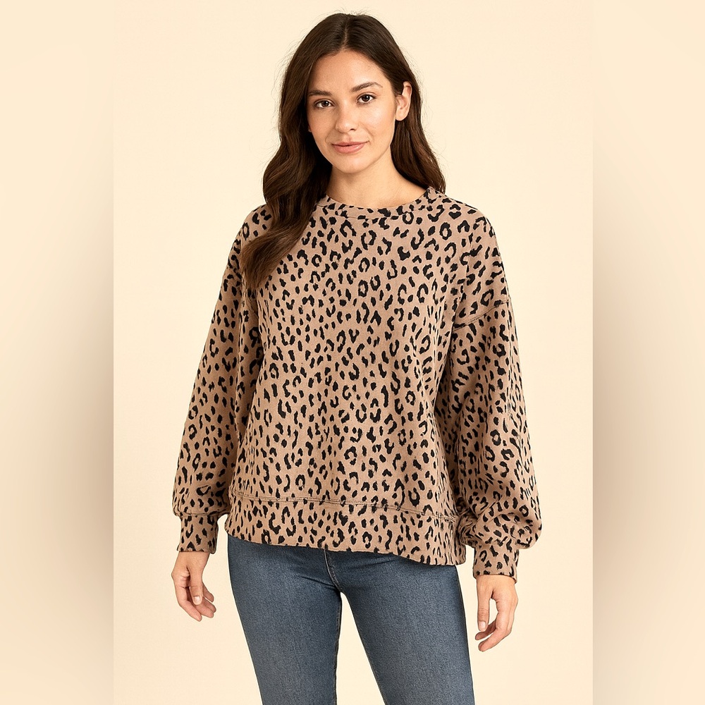 SSYS The Label | Tan and Black Animal Print Sweatshirt | Medium
